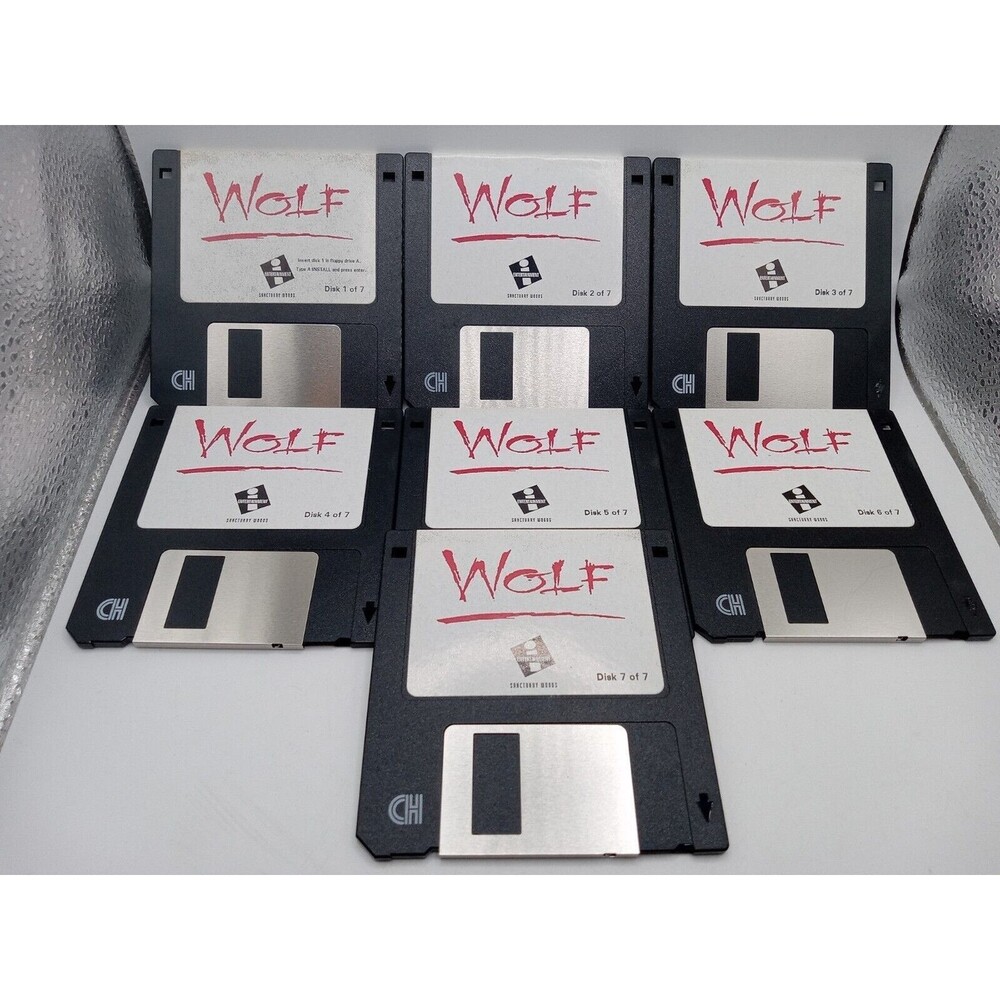 PC IBM WOLF BIG BOX MS-DOS 3.5" VINTAGE COMPUTER GAME 1994 SANCTUARY WOODS